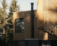 Wooden Screened Cantilevered Home Image 2