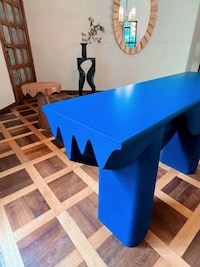 Bright Blue Wood-Grain Tables Image 2