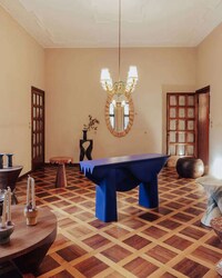 Bright Blue Wood-Grain Tables Image 3