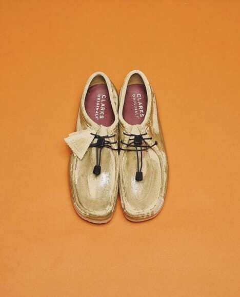 Beige-Toned Resin-Coated Footwear