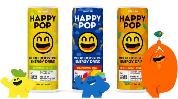 Vibrant Functional Energy Drinks: HappyPop Boasts Colorful Packaging ...