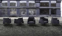 Denim-Upholstered Modern Furniture Image 1