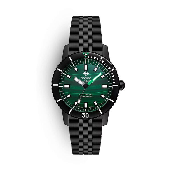 Majesticite  Moody Malachite Stone Timepieces : Zenith Super Sea Wolf