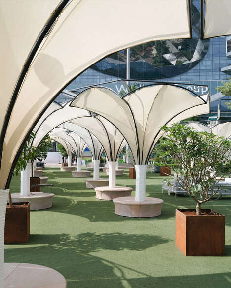 Lily-Shaped Reusable Pavilions