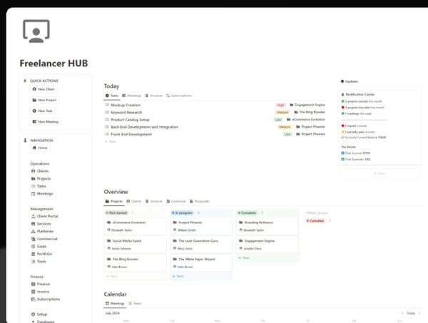 Freelancing Management Templates: Freelancer Hub is a Space to Manage ...