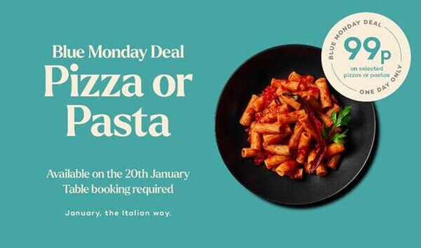 Low-Cost Winter Restaurant Menus : Prezzo Blue Monday specials menu