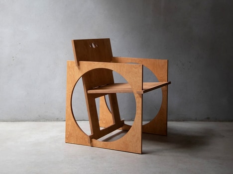 Geometric Flatpacked Wooden Armchairs