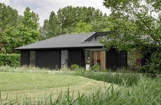 Black-Timber Overhanging Roof Buildings