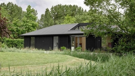 Black-Timber Overhanging Roof Buildings