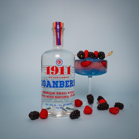 Modernized Loganberry Vodka Packaging