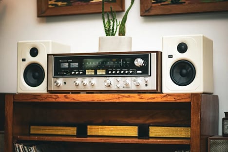 Sleek Latte-Colored Studio Monitors