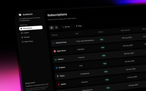 Curated Subscription Tracking Platforms
