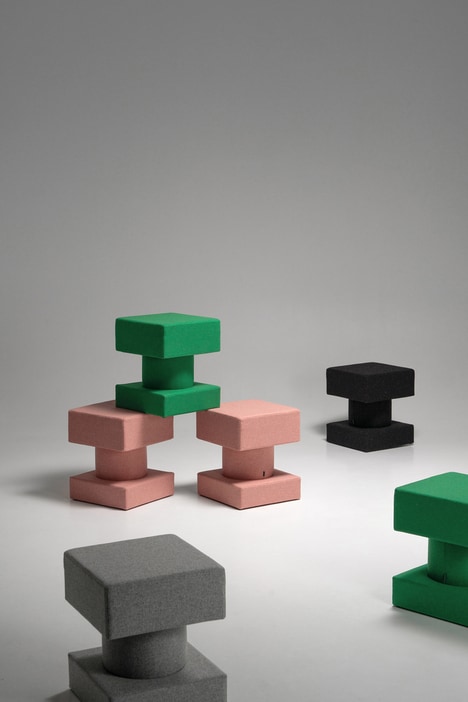 Geometric Upholstered Poufs