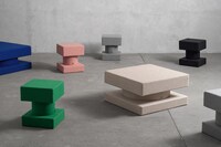 Geometric Upholstered Poufs Image 4