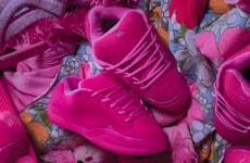 Neon Pink Felt Sneakers
