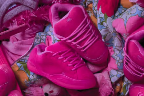 Neon Pink Felt Sneakers