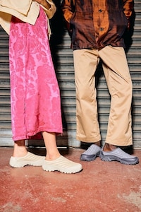 Seasonal Woven Leather Slides Image 3