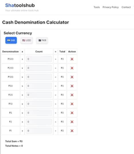 Cash Counting Tools