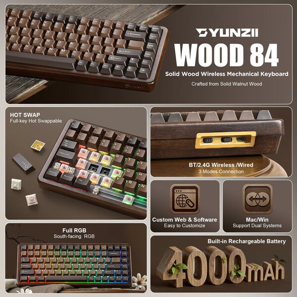 Design-Led Keyboards Emerge: YUNZII Introduces Wood Keyboard with ...