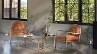 Upholstered Metal Armchairs Image 3