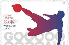 soccer-themed postal stamps