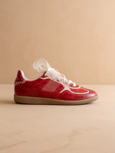 Cherry Red Lace-Up Sneakers