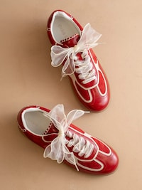Cherry Red Lace-Up Sneakers Image 2