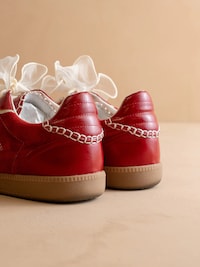 Cherry Red Lace-Up Sneakers Image 3