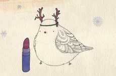 Doodled Reindeer Birds