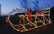 Giant Bicycling Santas