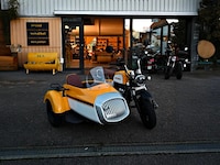 Retro Cityscape Sidecar Motorcycles Image 1