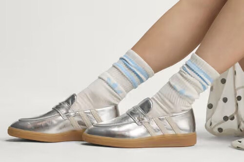 Metallic Suede Slip-On Shoes
