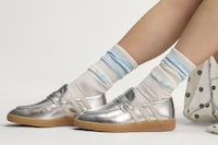 Metallic Suede Slip-On Shoes