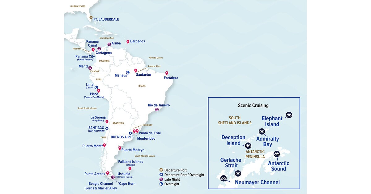 Princess Cruises adds 64‑day South American circumnavigation for 2028‑29