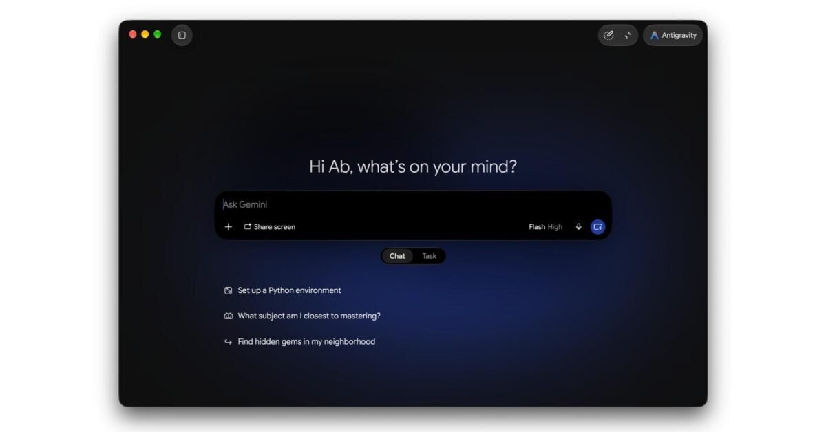 Google adds Antigravity coding environment to Gemini macOS app