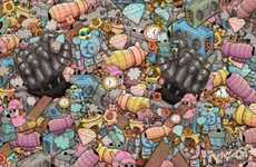 Cluttered Collage Illustrations