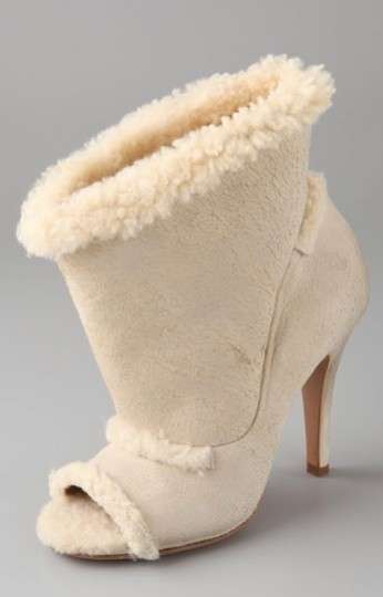 Furry Peep-Toe Pumps