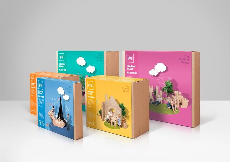 Cardboard Building Block Branding