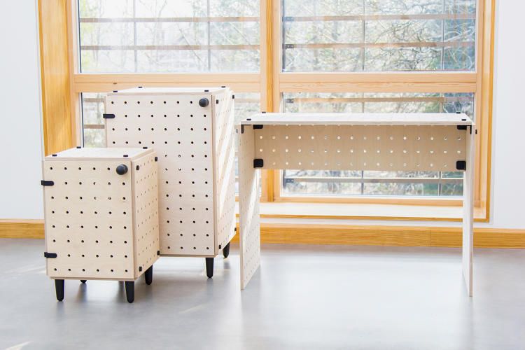 Flat-Pack Pegboard Furniture