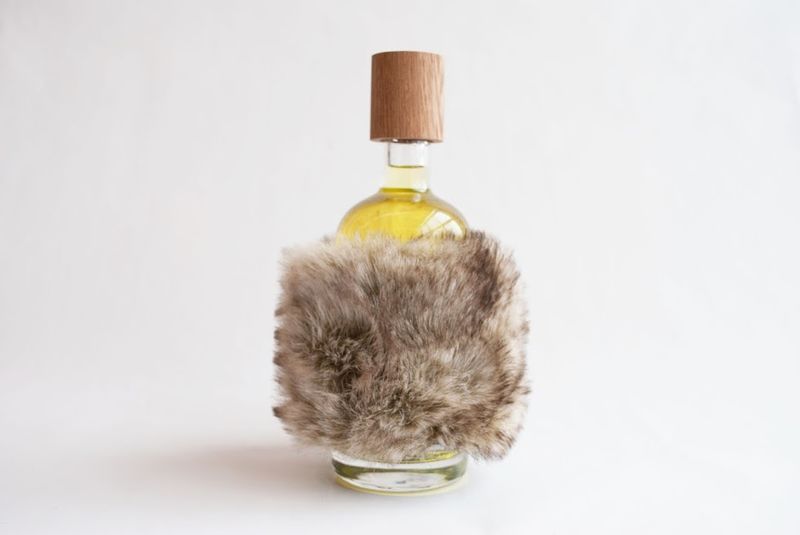 Fur-Wrapped Gin Bottles