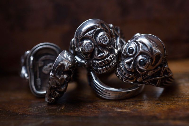 Diamond-Accented Skull Rings