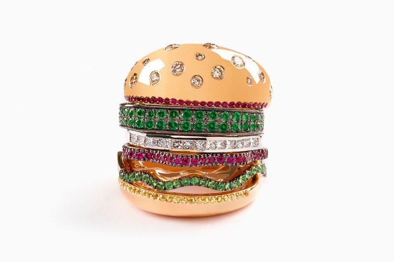 Luxury Burger-Shaped Rings