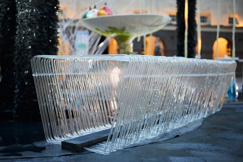 Rain-Filled Public Benches