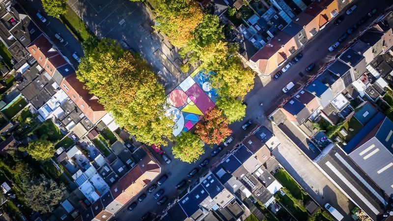 Abstractly Colorful Basketball Courts