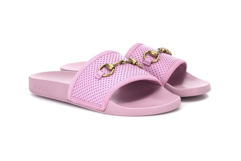 Tonal Pink Leather Slides