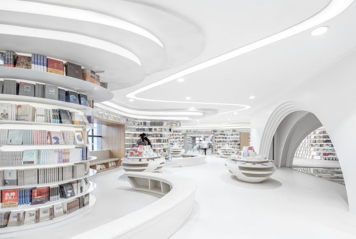 All-White Curvaceous Bookstores