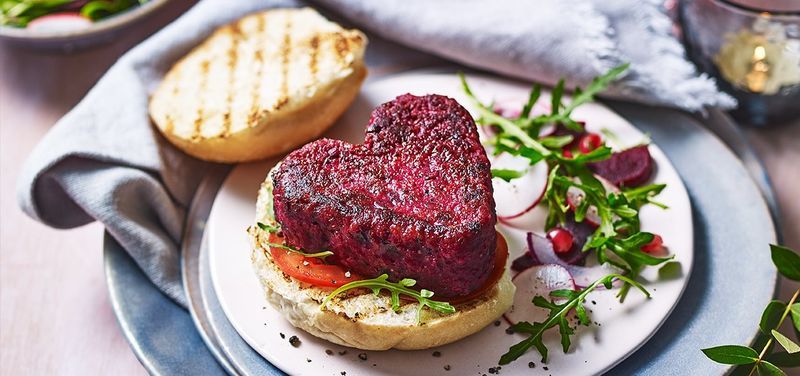 Heart-Shaped Beetroot Burgers