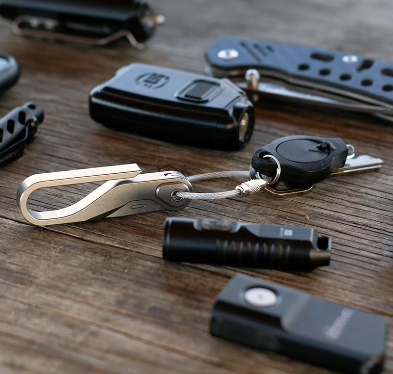 Stonewashed Titanium Knife Keychains