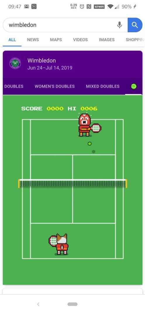 Search Engine Tennis Games