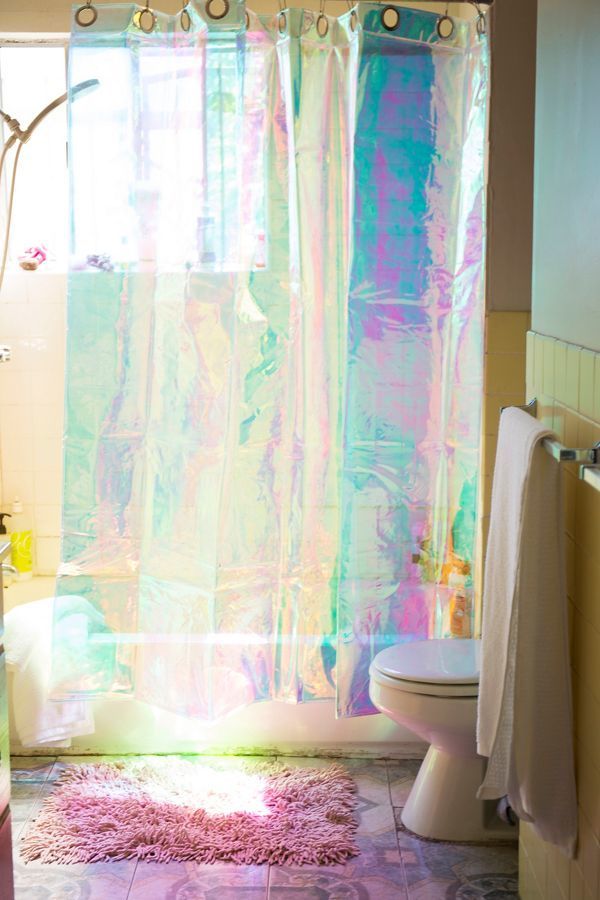 Holographic Bathroom Decor Iridescent, Urban Outfitters Bathing Beauties Shower Curtain